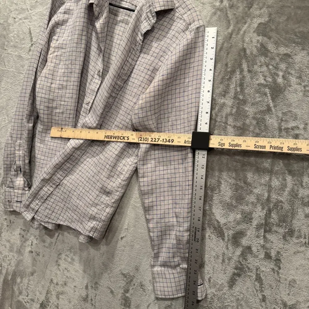Untuckit Button Down Shirt Linen Size Large Wrinkle Resistant Checkered Office